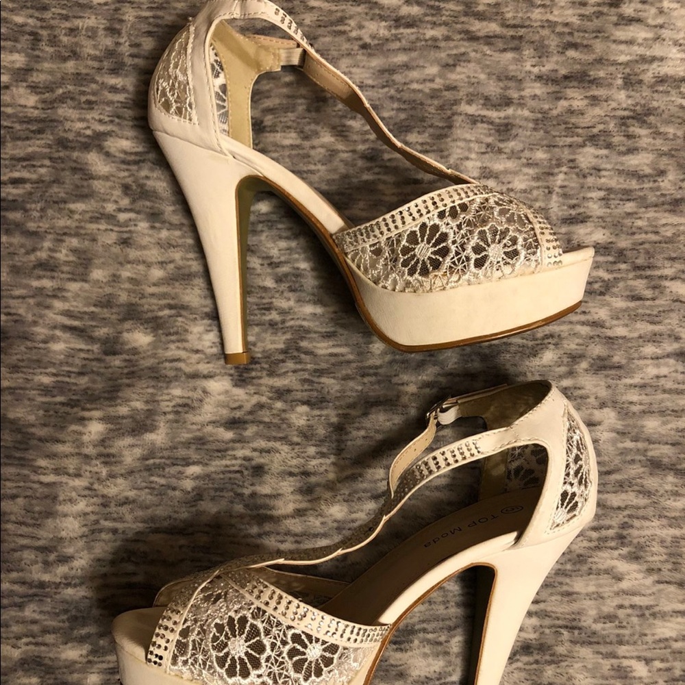 Top Moda Lace & Rhinestone Heels - Picture 2 of 3